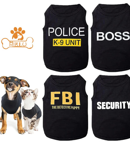 4 Pack Dog Shirts for Small Dog, Breathable Pet T-Shirts Summer Clothes K9 Security Boss FBI Vest for Puppy Boy Girl