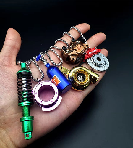 Creative Car Turbo Brake Disc Keychain Manual Transmission Lever Caliper Metal Keyring for Women Men Phone Pendant 4S Shop Gifts