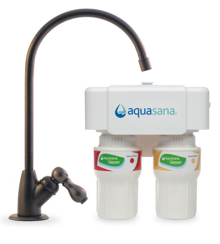2-Stage under Sink Water Filter System - Kitchen Counter Claryum Filtration - Filters 99% of Chlorine - Oil-Rubbed Bronze Faucet - AQ-5200.62