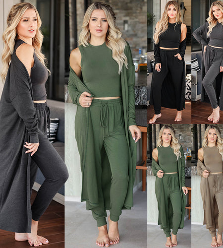 Women'S Knitted Slim-Fit Temperament Vest and Trousers Sports Suit