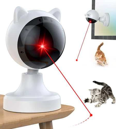 Automatic Cat Laser Toys, Interactive Laser Cat Toys for Indoor Cats/Kitty/Dogs, Cat Laser Toy Automatic White